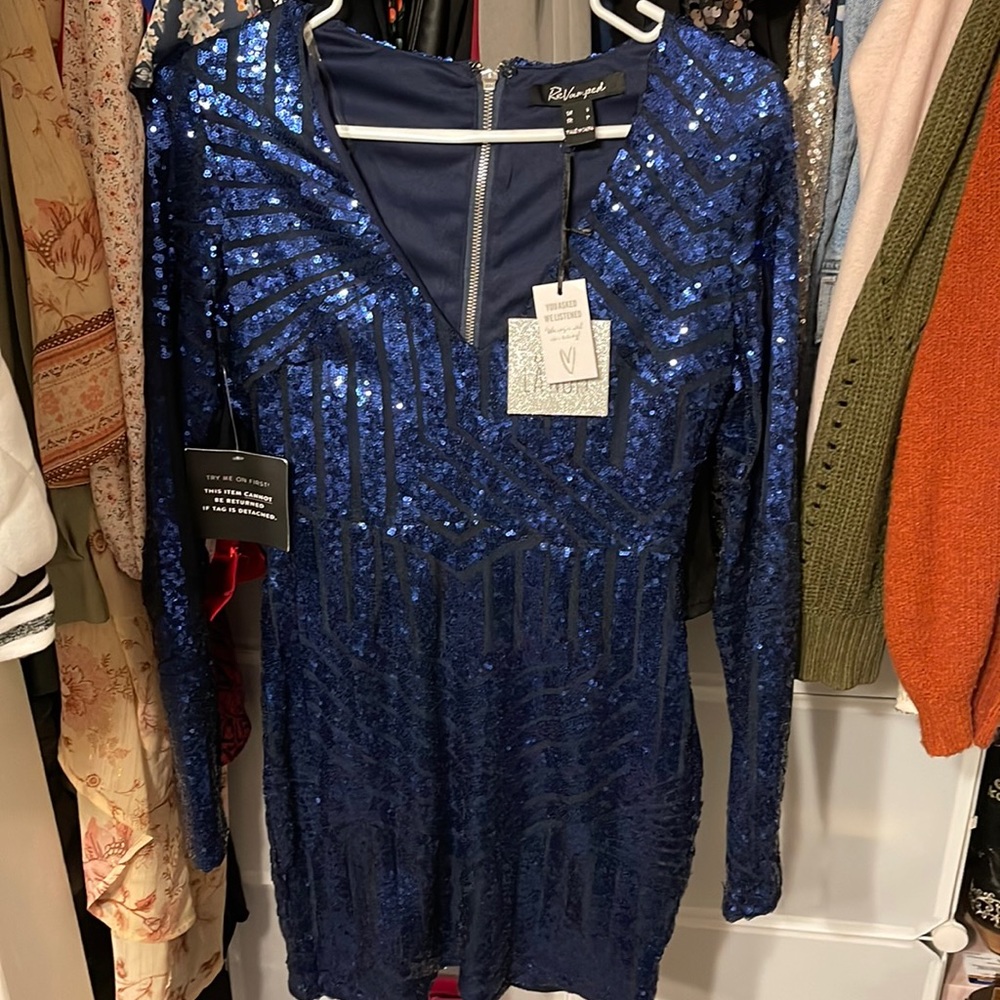 Navy blue sequin dress
